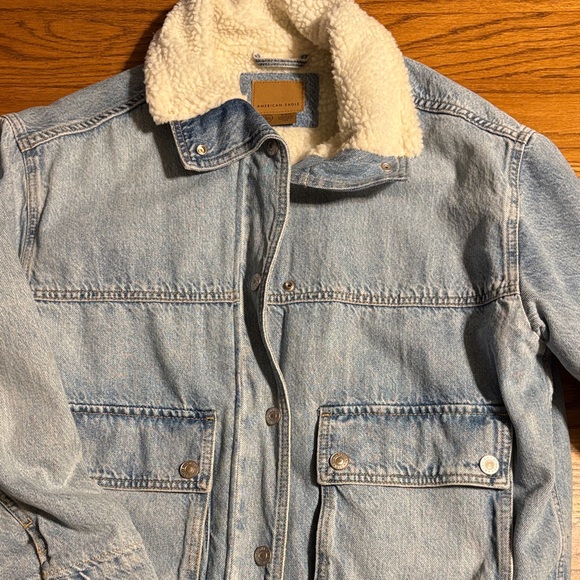 American Eagle Outfitters Jackets & Blazers - Light Blue Denim Jacket with Sherpa Collar